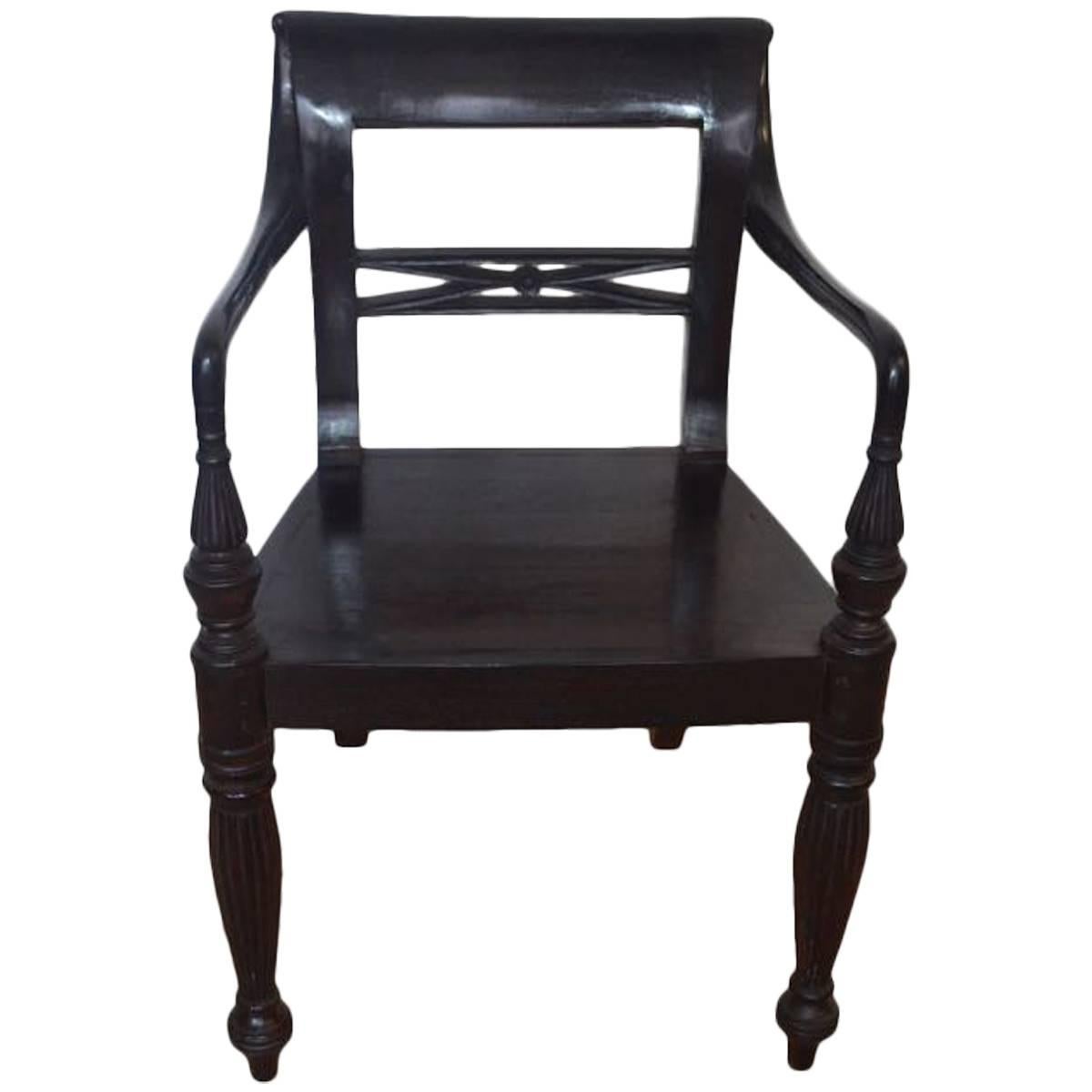 Andrianna Shamaris Espresso Colonial Chair from Reclaimed Teak Wood For Sale