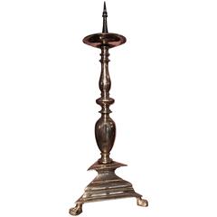 16th Century Little Gilt Bronze Tripod Candle Spike 6