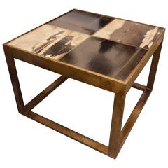 Bronze and Petrified Wood Side Table 6