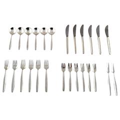 Georg Jensen Sterling Silver 'Cypress' Cutlery, Service, 26 Parts for Six Person