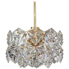 Two Stunning Chandelier, Brass and Crystal Glass by Kinkeldey, Germany, 1970