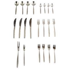Georg Jensen Sterling Silver 'Cypress' Cutlery, Service, 22 Parts for Four Pers.