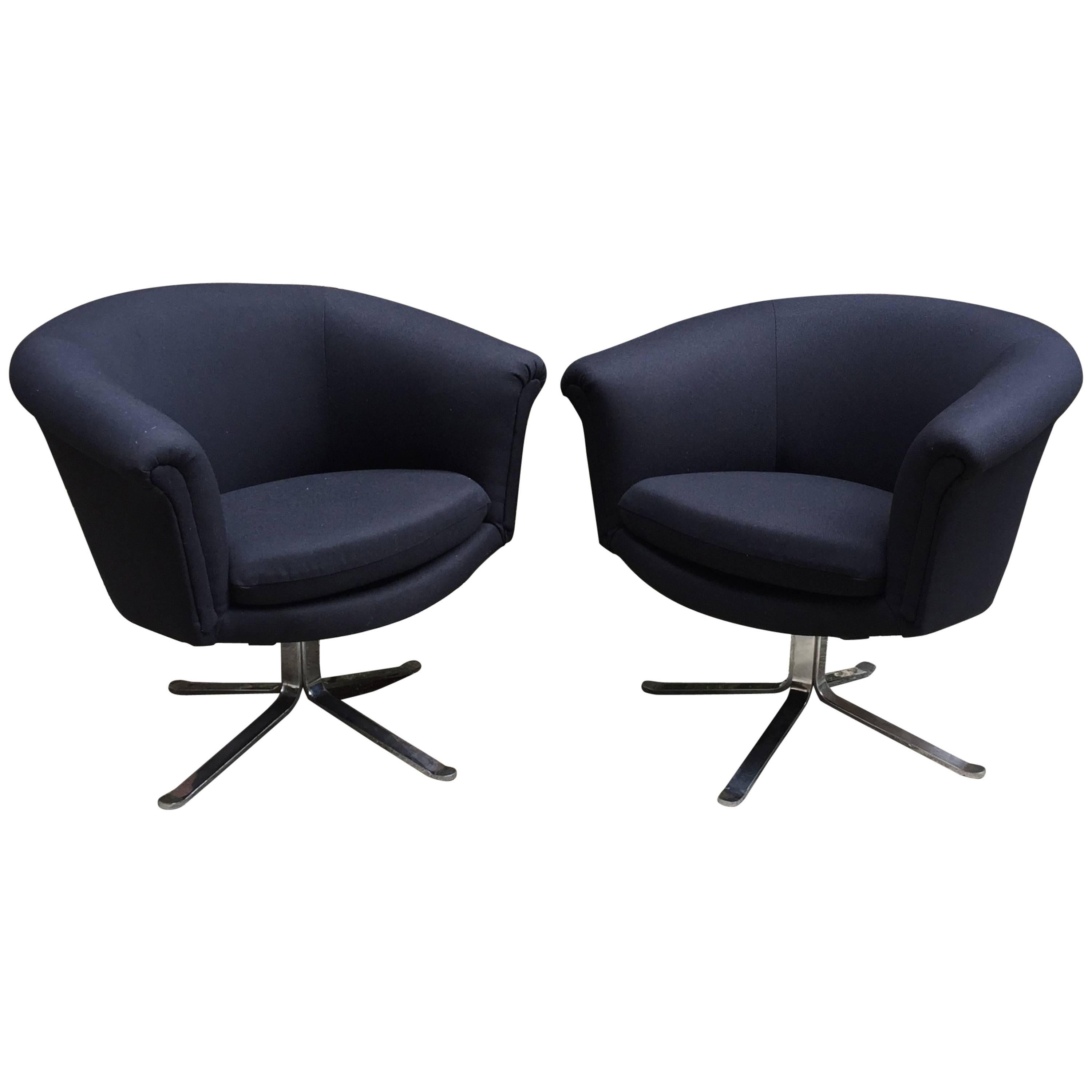 Pair of Nicos Zographos Modern Swivel Chairs