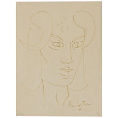 "Le Faune Rêveur" Lithography, Jean Cocteau, 1950