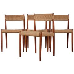 Rare Danish Set of Four Dining Chairs in Teak