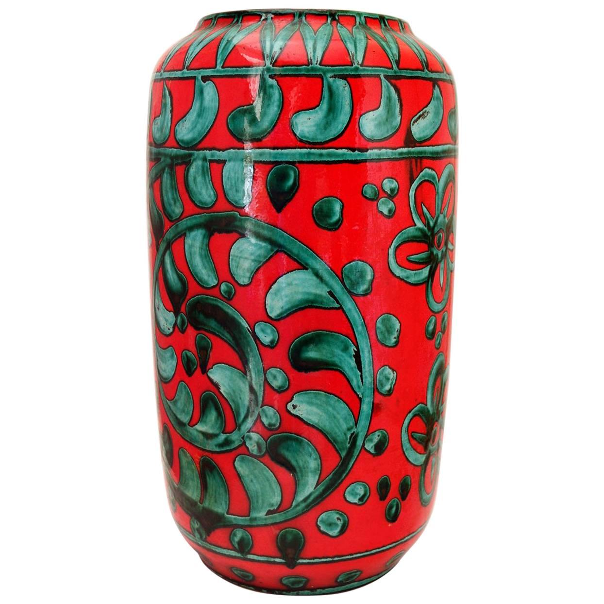 Large German Floor Vase by Scheurich Keramik, W-Germany Pottery, 1960s-1970s