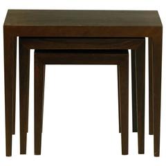 1960s Severin Hansen Set of three Nesting Tables for Haslev Møbler 1