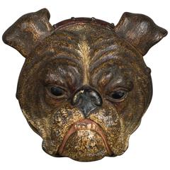 Antique Vienna Bronze Wall Clip of a Bulldog Head, circa 1900