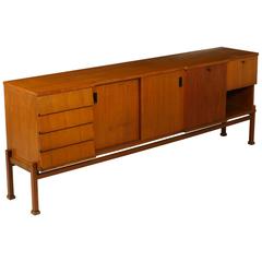 Sideboard Teak Veneered Wood Panel Vintage Manufactured in Italy, 1950s-1960s