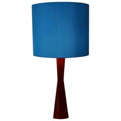 Blue Shade and Teak Table Lamp, 1960s, Denmark 9