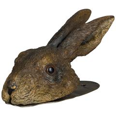 Extremely Rare Hare Head Wall Clip of a Vienna Bronze, circa 1900