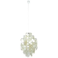 Fun 1 DM Mother of Pearl Chandelier by Verner Panton for J. Luber Ag, 1960s