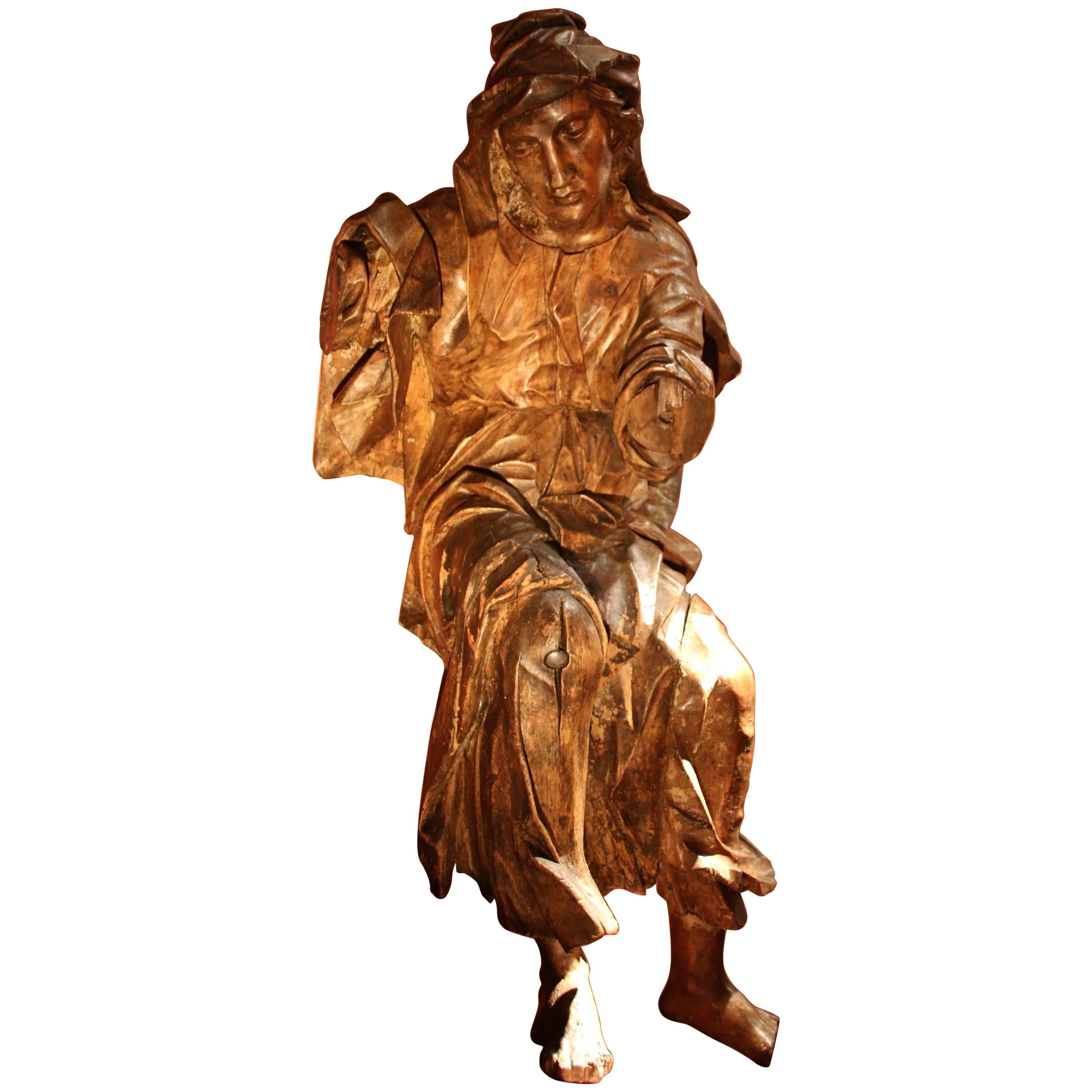 Gothic Sculpture Depicting a Holy Woman For Sale