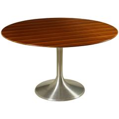 Table by Beppe Vida Walnut Veneer Aluminium Vintage, Italy, 1960s