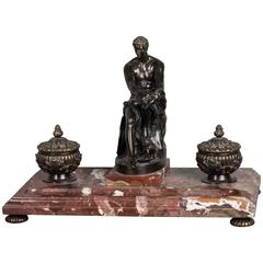 Very Imposing 19th Century Inkwell on the Marble Base, circa 1860