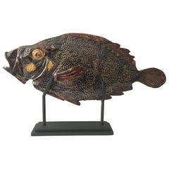Monumental Majolica Palissy Peter's Fish, circa 1880