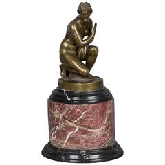 Lovely Classic Bronze Figure on a Kneeling Venus Mounted on the Marble Base