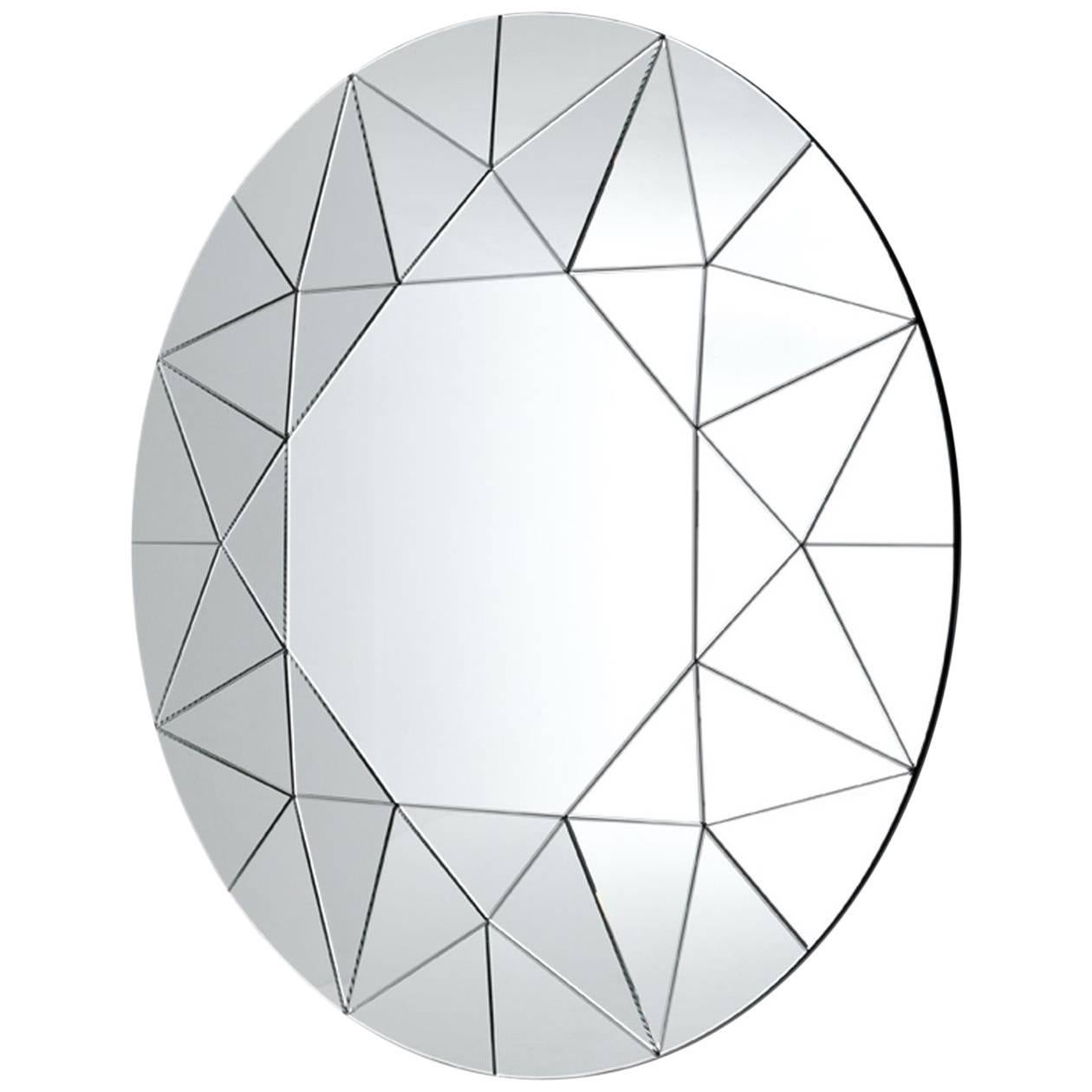 Dream Mirror by Gallotti & Radice in Round Convex with Faceted Segments For Sale