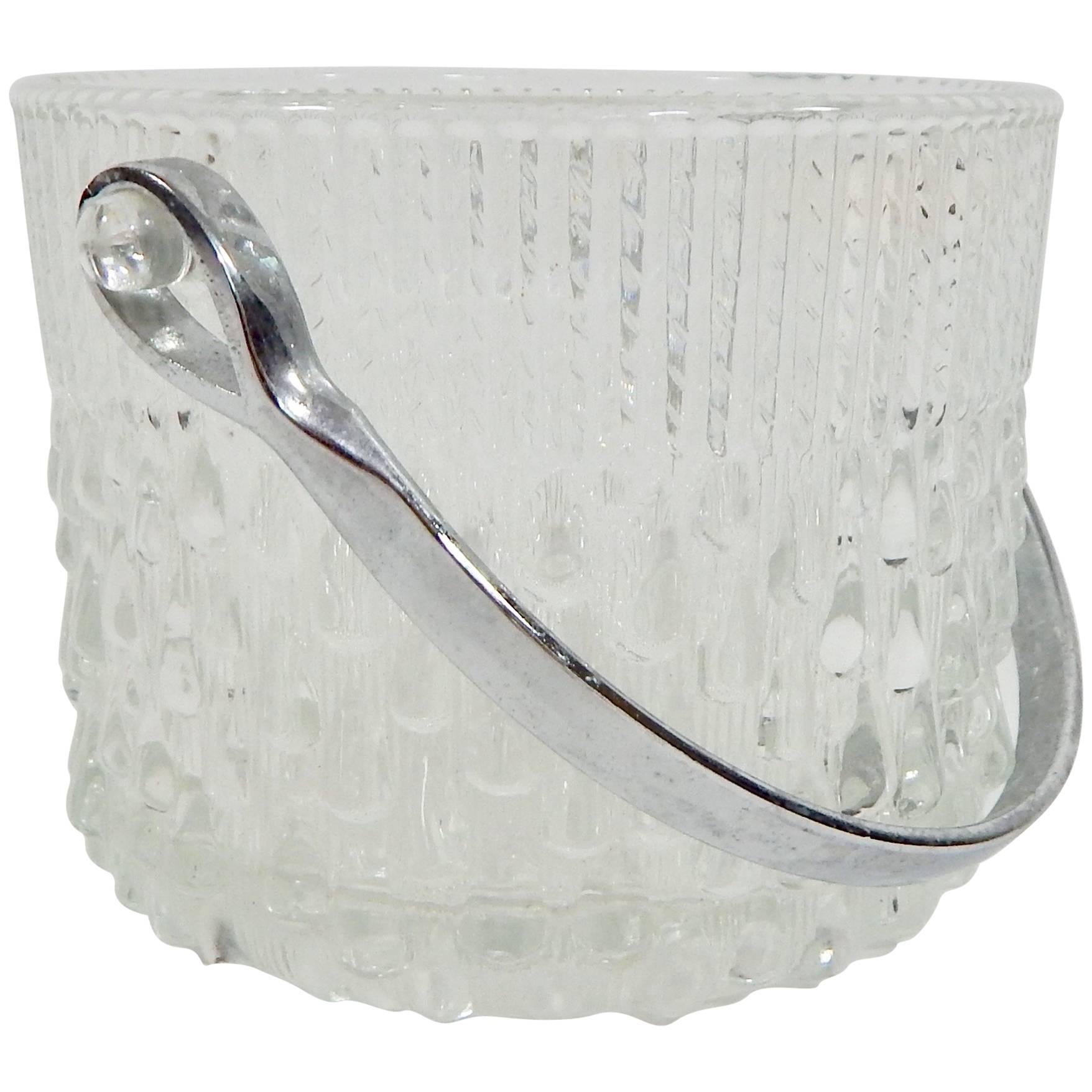 Mid-Century Glass and Chrome Ice Bucket Made in France For Sale