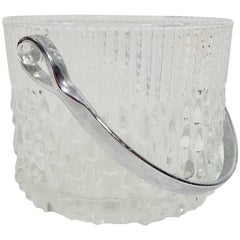 Mid-Century Glass and Chrome Ice Bucket Made in France