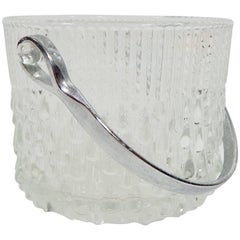 Retro Mid-Century Glass and Chrome Ice Bucket Made in France