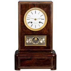 Antique Unusual Kingwood Mantel Clock with Calendar Work and Moon Fase, circa 1840