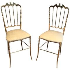 Pair of French Napoleon III Style Brass Chairs Pair of French Napoleon III Style Brass Chairs