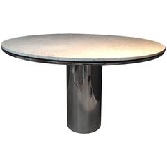 Brueton Anello Marble and Chrome Dining or Center Table
