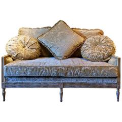 Antique Style French Sofa Settee Salon Three-Seat with Five Cushions