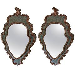 Pair of Colorful Antique Rococo Wall or Console Mirrors 8
