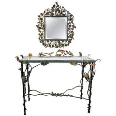 Incredible Jay Strongwater Flora and Fauna Jewel Encrusted Mirror and Console