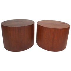mid century modern walnut end table Unique Mid-Century Modern Round Walnut End Tables
