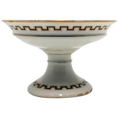 Vintage Italian White Tazza or Compote Bowl with Black and Gold Design 9