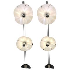 Fantastic Set of Two Olivier Mourgue Two Flowers Floor Lamps, circa 1970