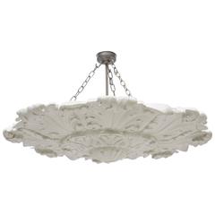 French Rococo Revival Plaster Acanthus Leaf Pendant Chandelier, circa 1880