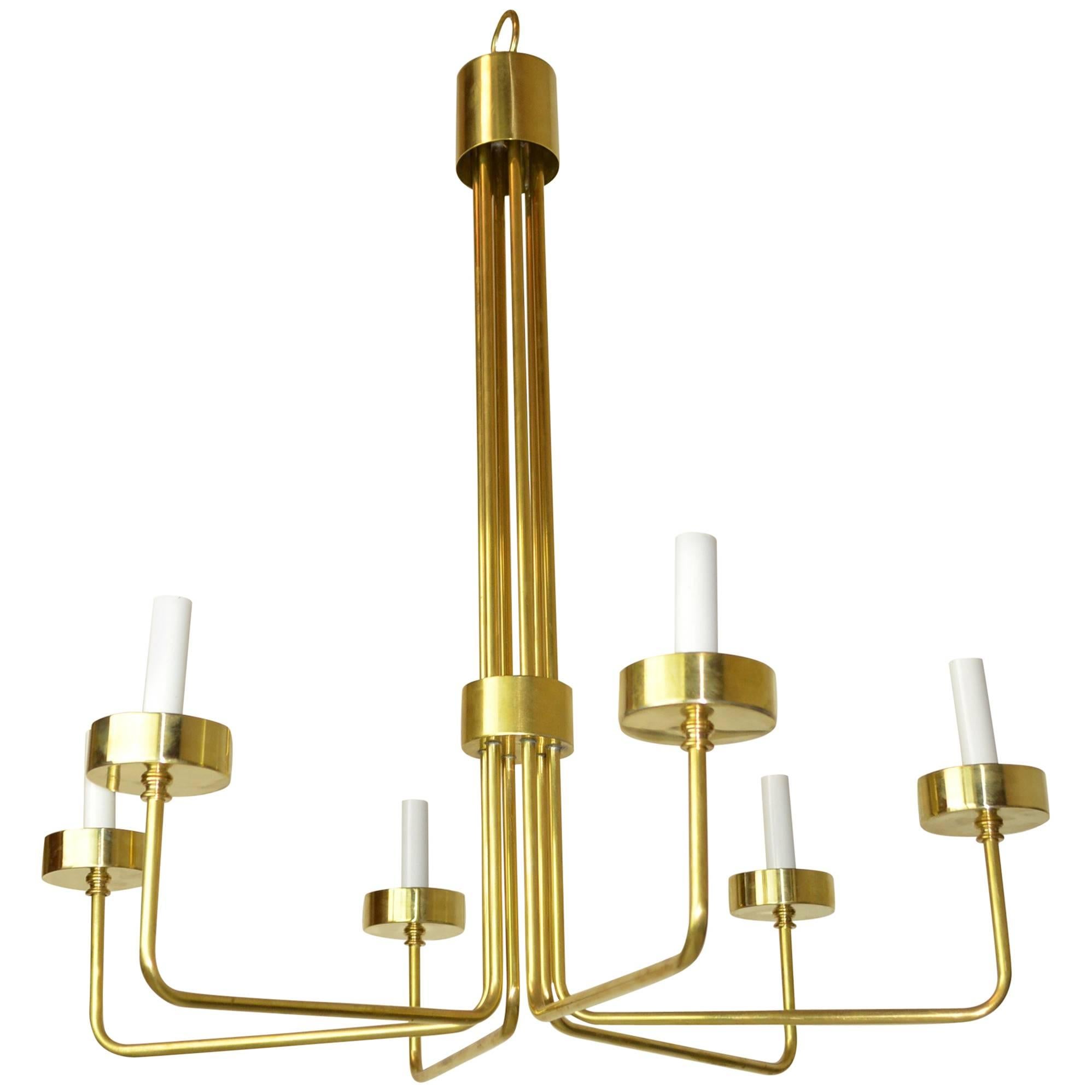 Mid-Century Modern Brass Chandelier by Hart Associates LA 
