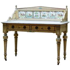 19th Century English Painted Marble-Top Side Table