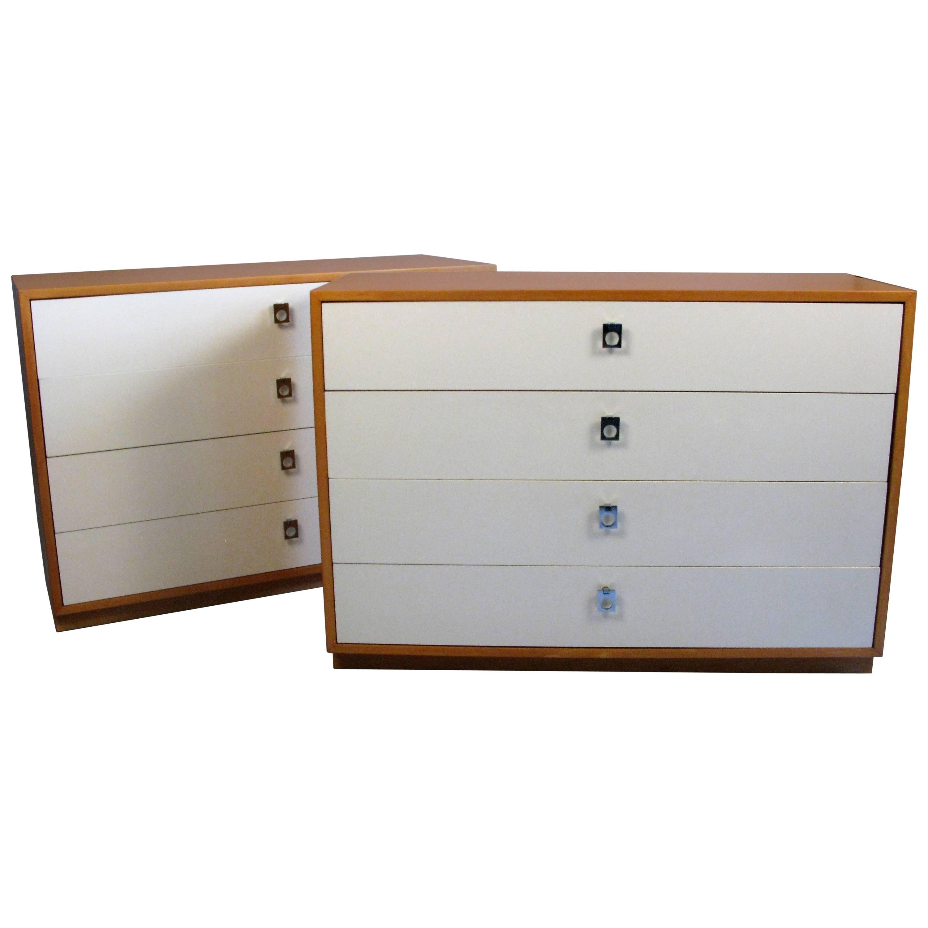 Pair of 1960s Birchwood and Lacquered Chests by Founders For Sale