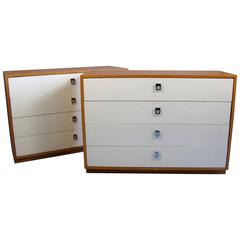 Pair of 1960s Birchwood and Lacquered Chests by Founders 11