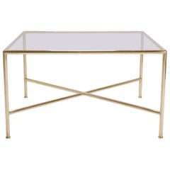 Vintage Brass and Glass Tubular Square Cocktail Table
