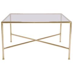 Brass and Glass Tubular Square Cocktail Table 4