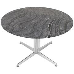 Vintage Round Marble and Polished Aluminium Table