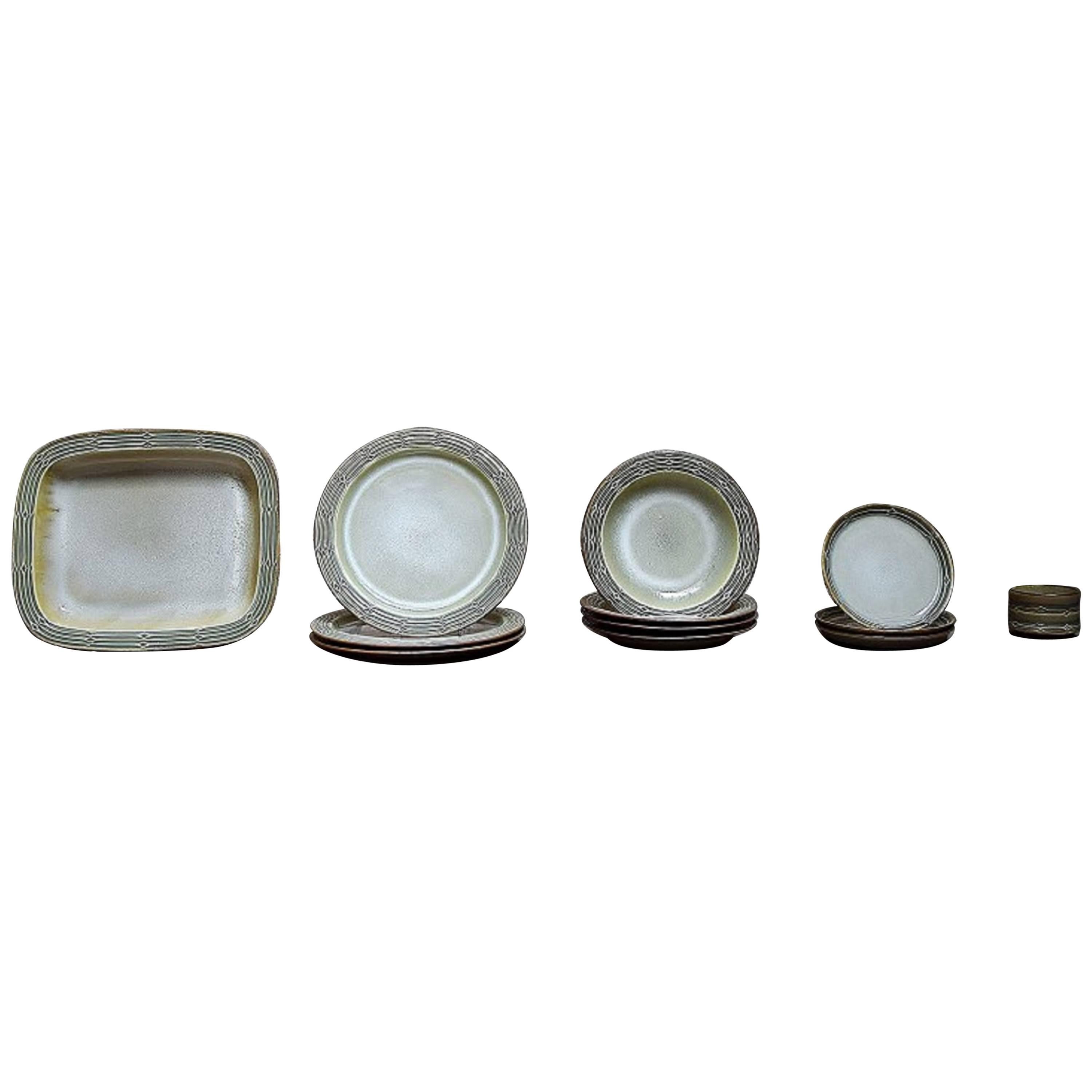 B&G, Bing & Grondahl / Nissen "Rune" Dinner Set in Stoneware, 12 Parts