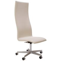 Oxford High Back Chair in Ivory Leather by Arne Jacobsen for Fritz Hansen 10