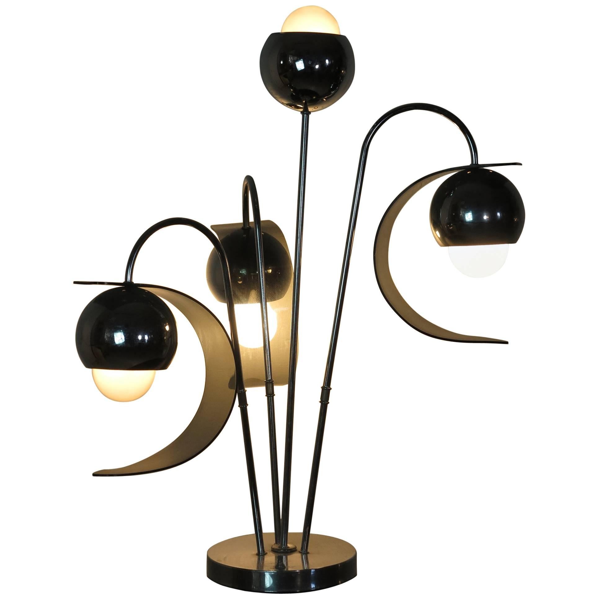 Vintage Lucite and Chrome Four-Light Eyeball Table Lamp