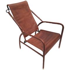 Jacques Adnet Lounge Chair Restored with Photos of Restoration Process, 1950 1