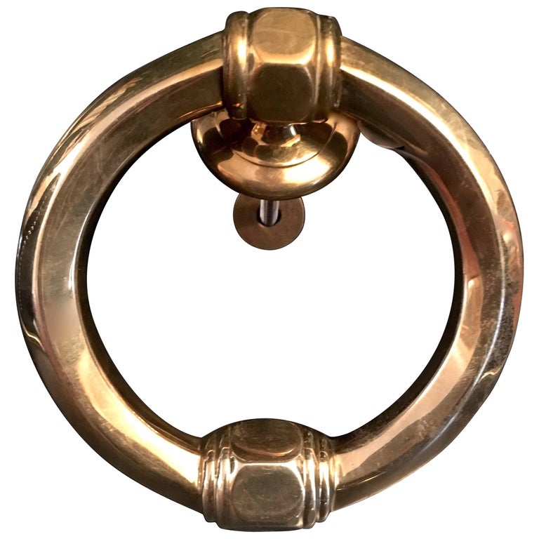Monumental Round Decorative Brass Door Knocker For Sale at 1stDibs