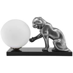 Irenee Rochard French Art Deco Panther or Lioness Sculpture Lamp, circa 1930 9