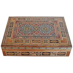Handcrafted Syrian Walnut Wood Box with Mother-of-Pearl Inlay