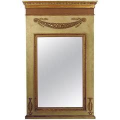 Large Neoclassical Painted and Giltwood Mirror, circa 1830 11